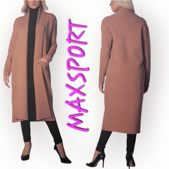Maxsport Sweaters - MAXSPORT Long Open Cardigan/Duster with Pockets, front pockets